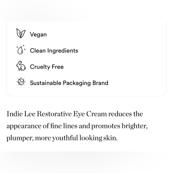 INDIE LEE Restorative Eye Cream 👁️ NEW IN BOX Full Size Stem Cell - Picture 4 of 7